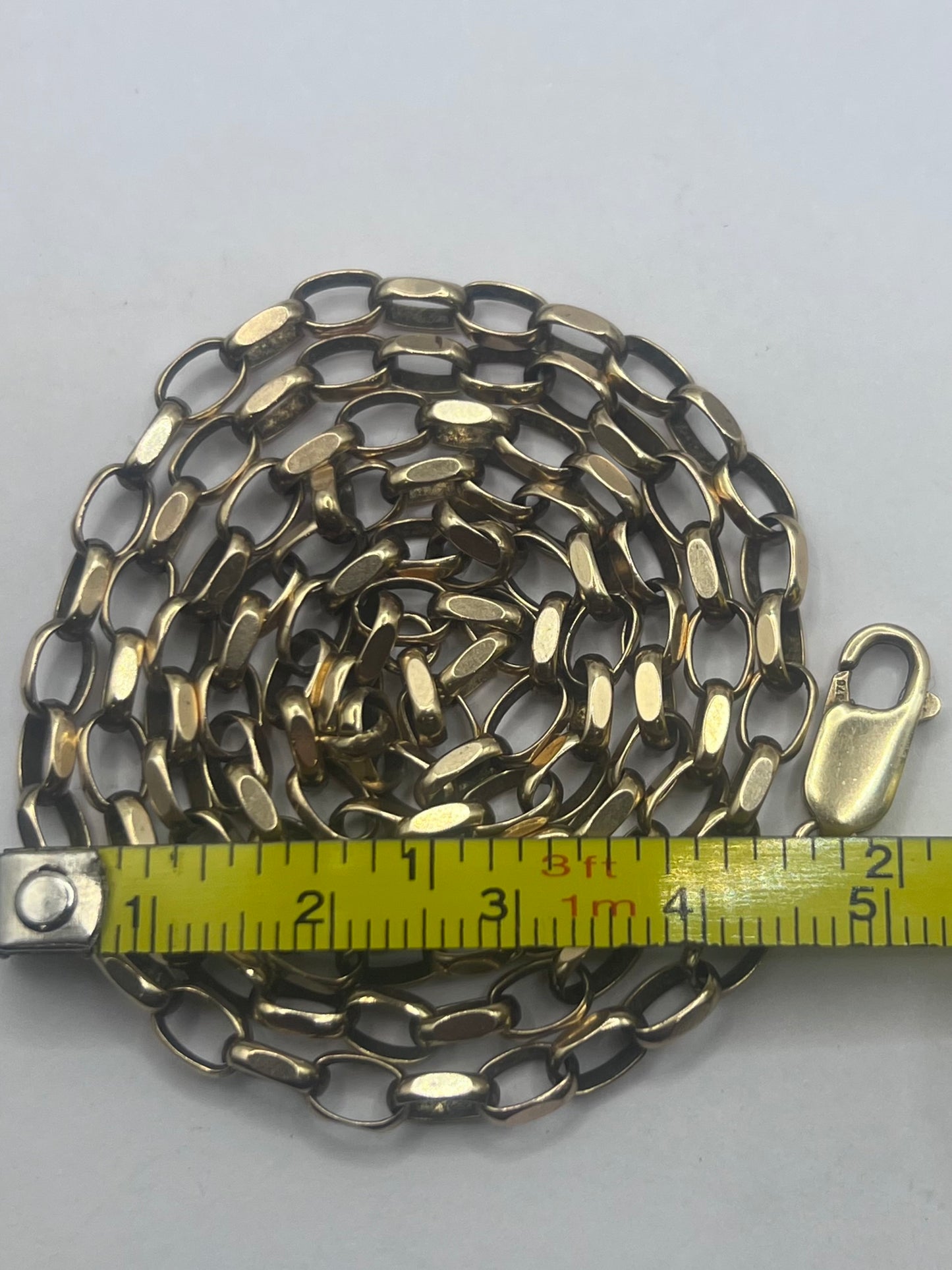 Vintage 9ct Yellow Gold Square Link Belcher Chain • 16.15 Grams • 24 Inch