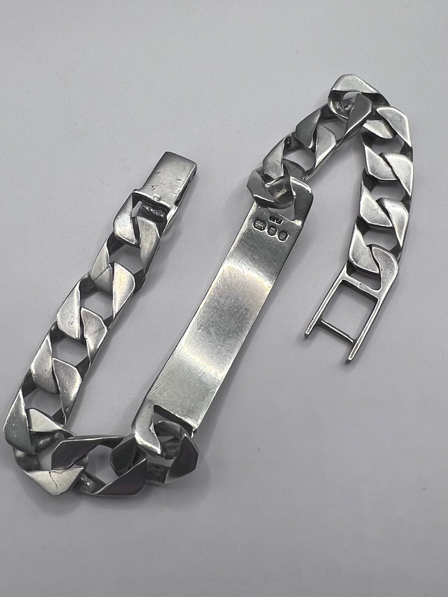 Vintage 925 Sterling Silver Curb Identity Bracelet - 34.79 Grams