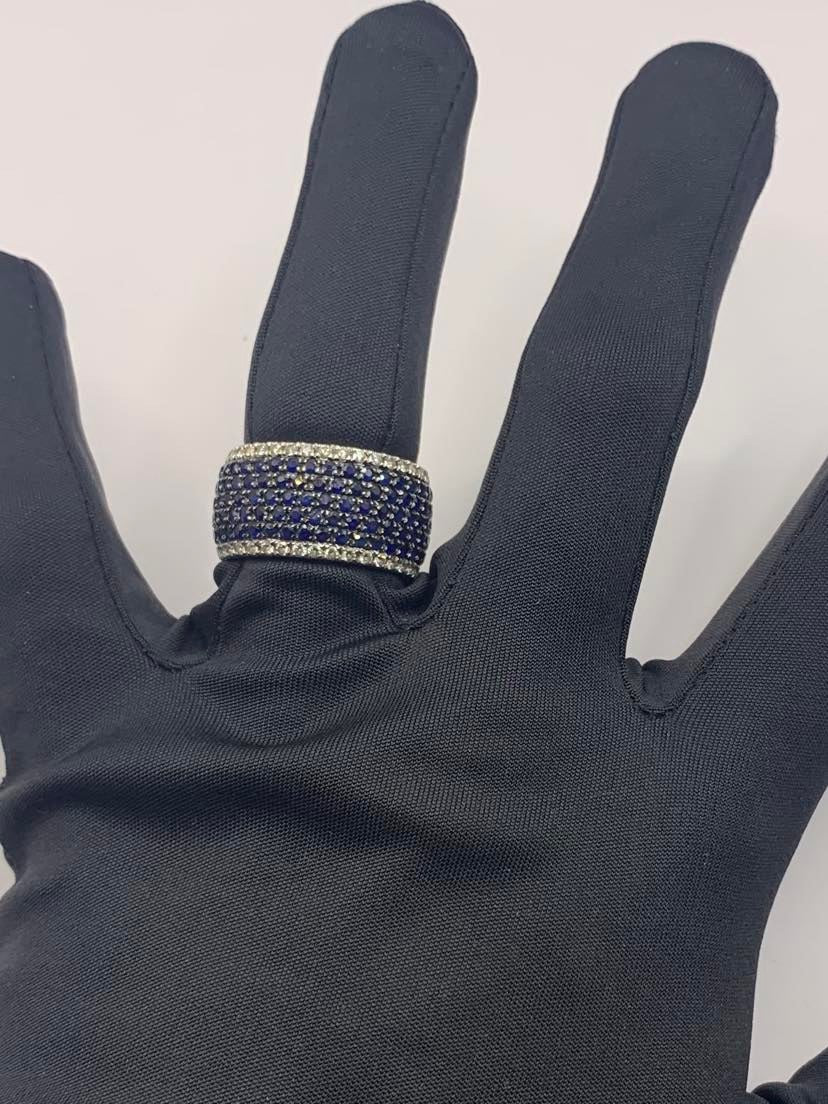 Heavy 18ct Sapphire & Diamond Full Eternity Band - R