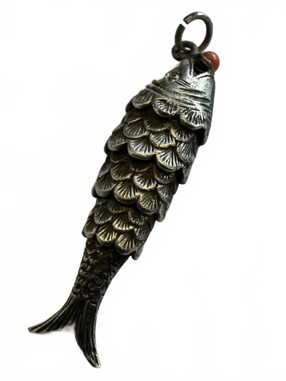 Vintage 925 Sterling Silver Articulated Fish Pendant  - 5.97 Grams