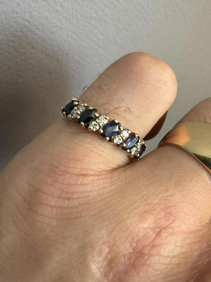 Vintage 9ct Yellow Gold Sapphire Set Ring • Size - O • 3.32 Grams