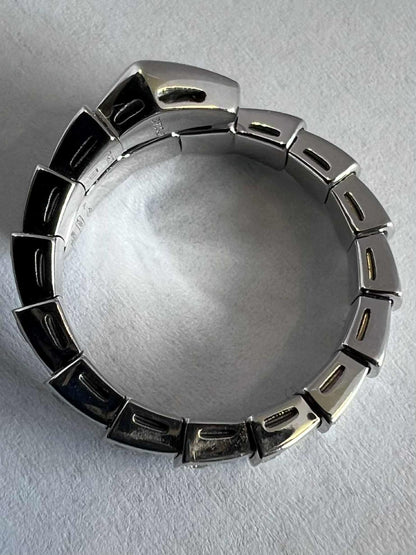 Bvlgari 18k White Gold Serpenti Diamond Set Ring - 0.60ct - M½/53