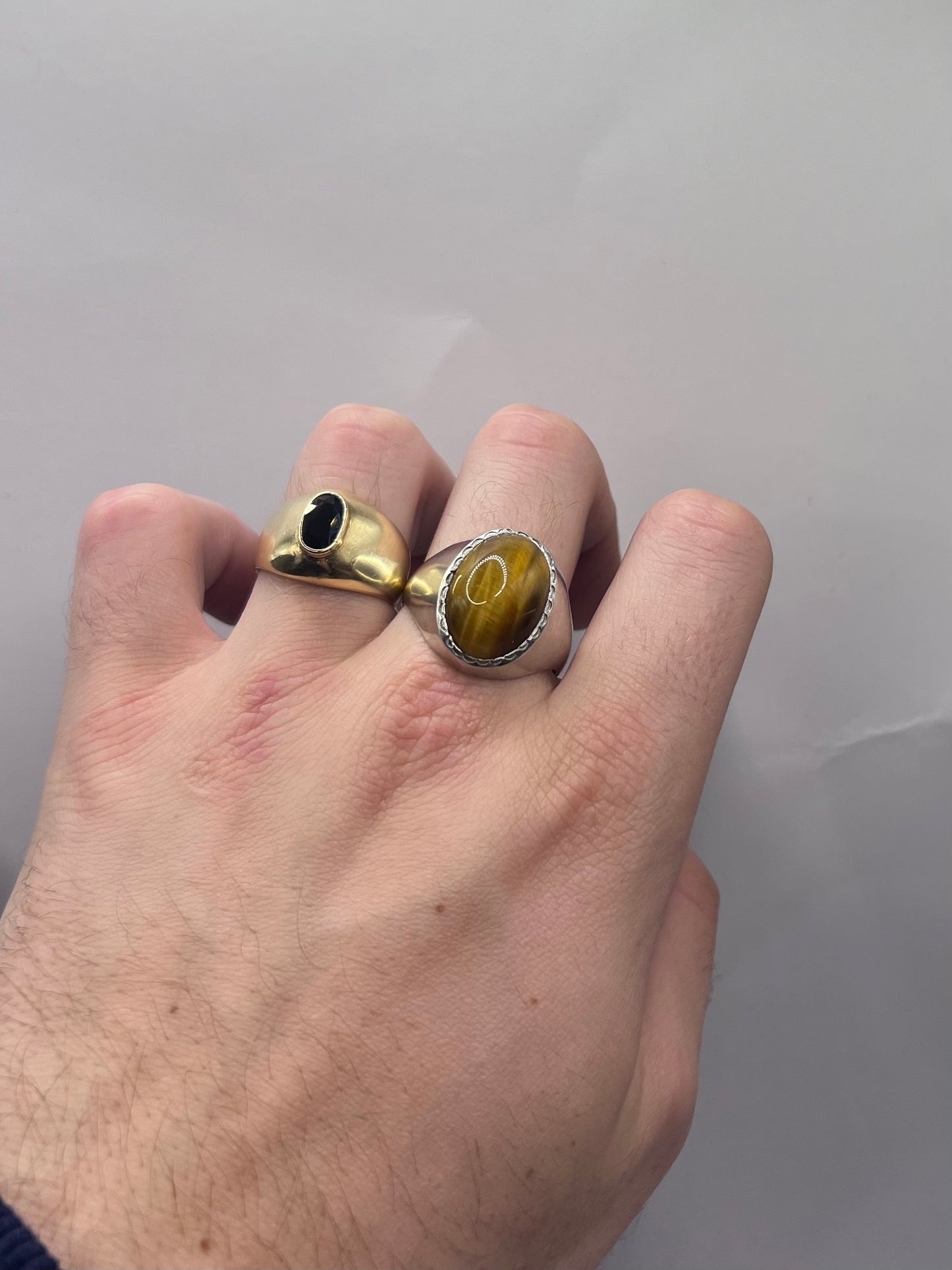 Heavy 925 Sterling Silver Tiger Eye Signet Ring - Z+3½