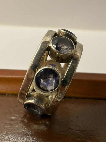 Quality 925 Sterling Silver Amethyst Set Ring • 8.15 Grams • Size - P