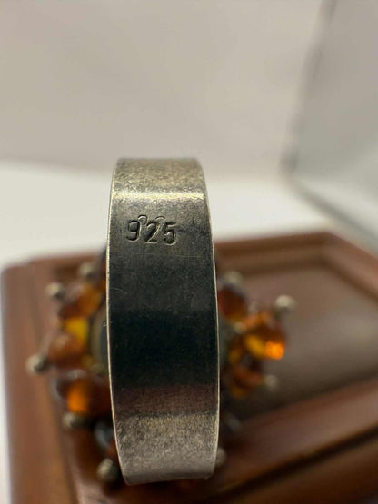 Unique 925 Sterling Silver Amber Cluster Ring • 7.46 Grams • Size - O½
