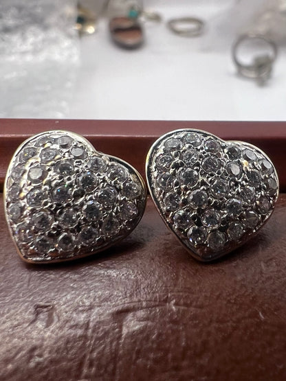 Quality 9ct Yellow Gold Heart Cluster Earrings • 3.11 Grams