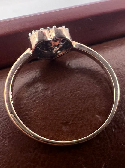 Quality 9ct Rose Gold 0.25ct Diamond Heart Ring - P½
