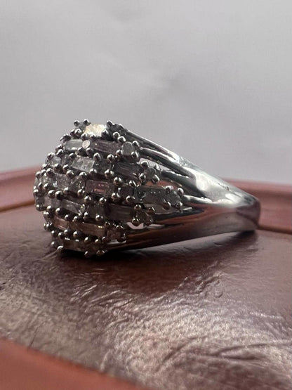 Quality 925 Sterling Silver White Stone Ring • Size - O • 4.05 Grams