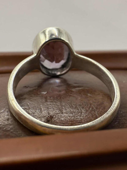 Quality 925 Sterling Silver Amethyst Set Ring • Size - M • 2.66 Grams
