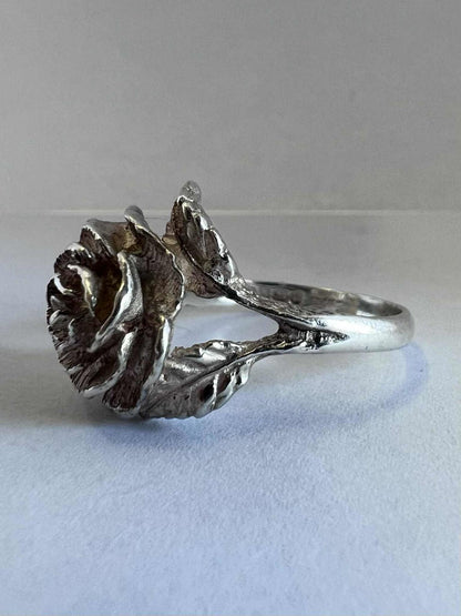 Quality 925 Sterling Silver Detailed Rose Ring • 4.99 Grams • Size - O