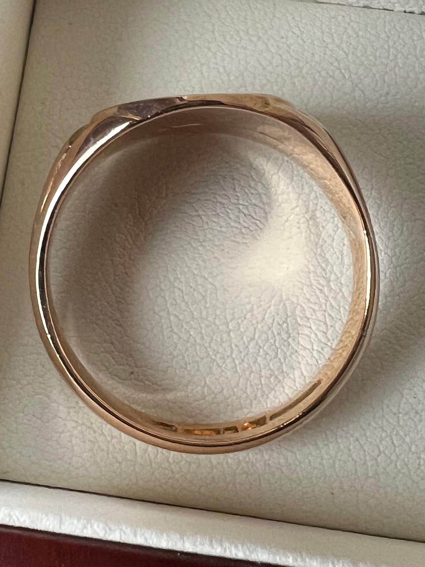 Vintage 9ct Rose Gold Mirror Finish Signet Ring - T