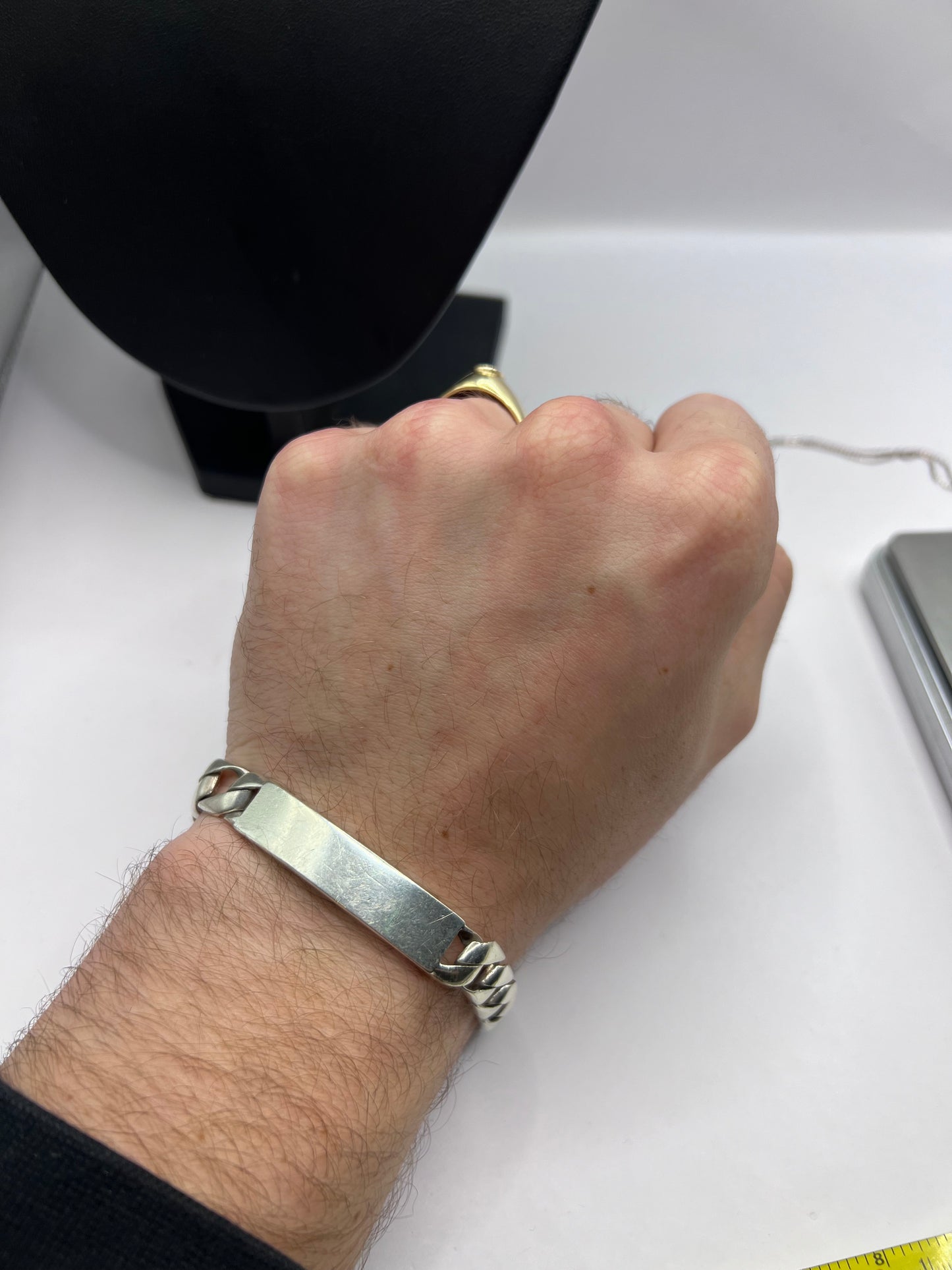 Vintage 925 Sterling Silver Curb Identity Bracelet - 34.79 Grams