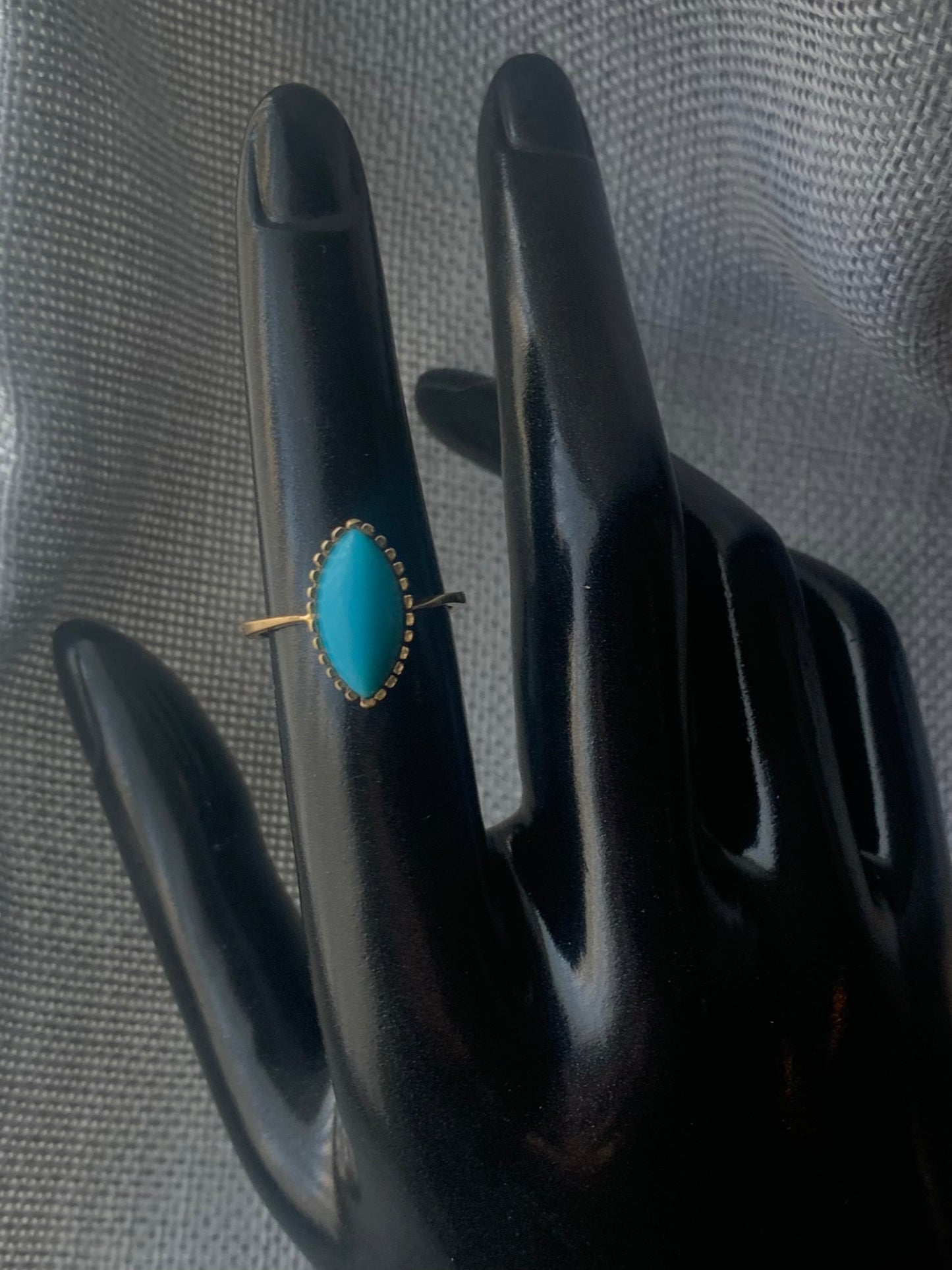 Vintage 18ct Yellow Gold Italian Turquoise Set Ring - 4.08 Grams - M