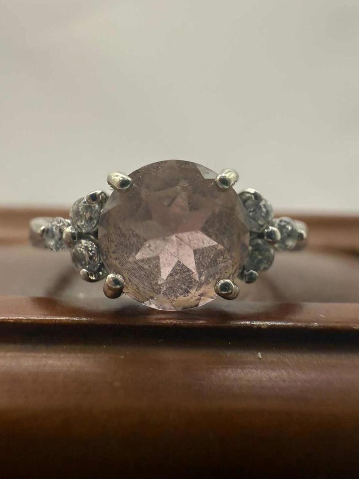 Quality 925 Sterling Silver Pink Stone Cluster Ring • 2.65 Grams • Size - P