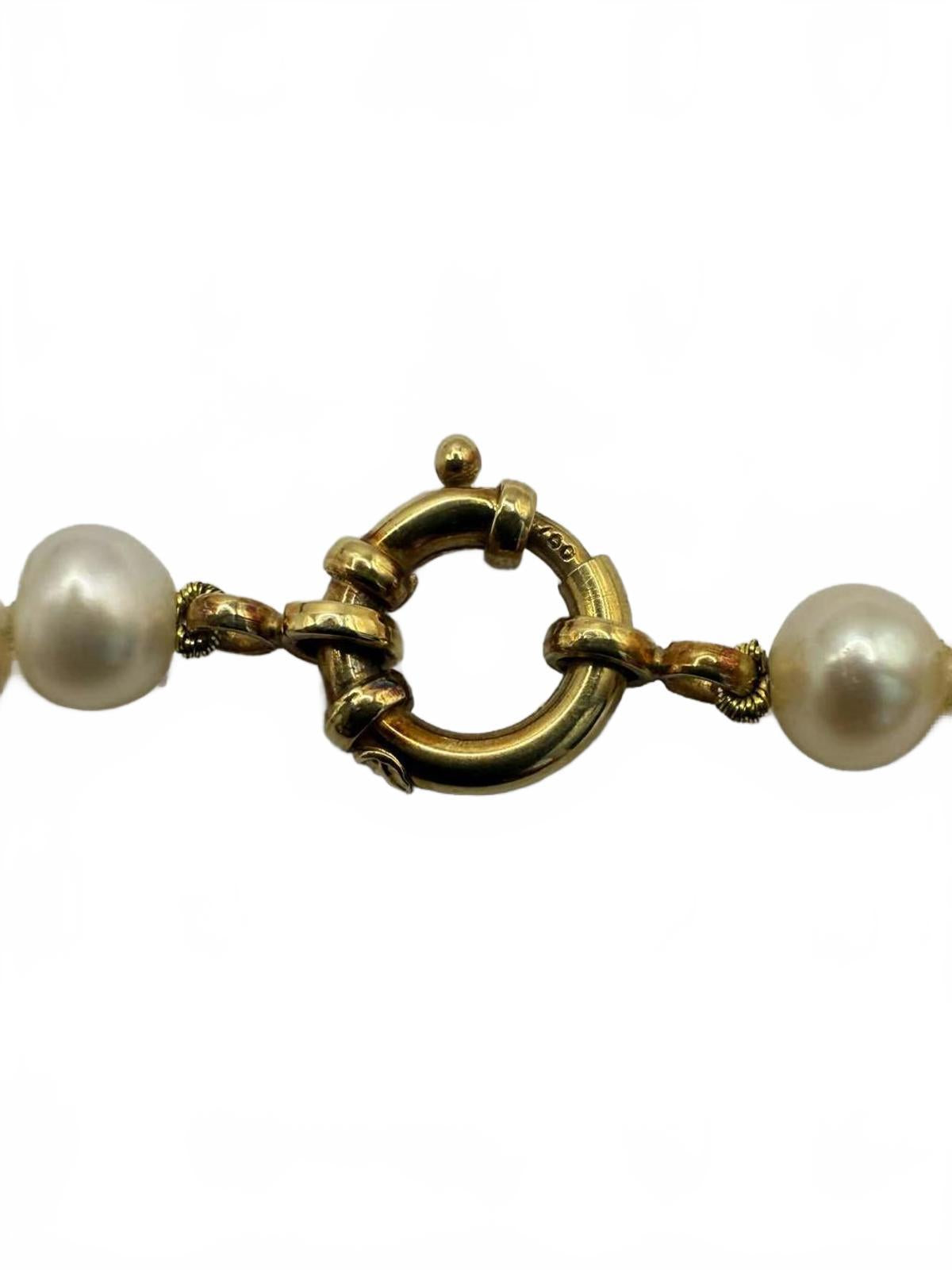 Quality 18ct Yellow Gold Clasp Long Pearl Necklace - 35 Inch - 47.52 Grams