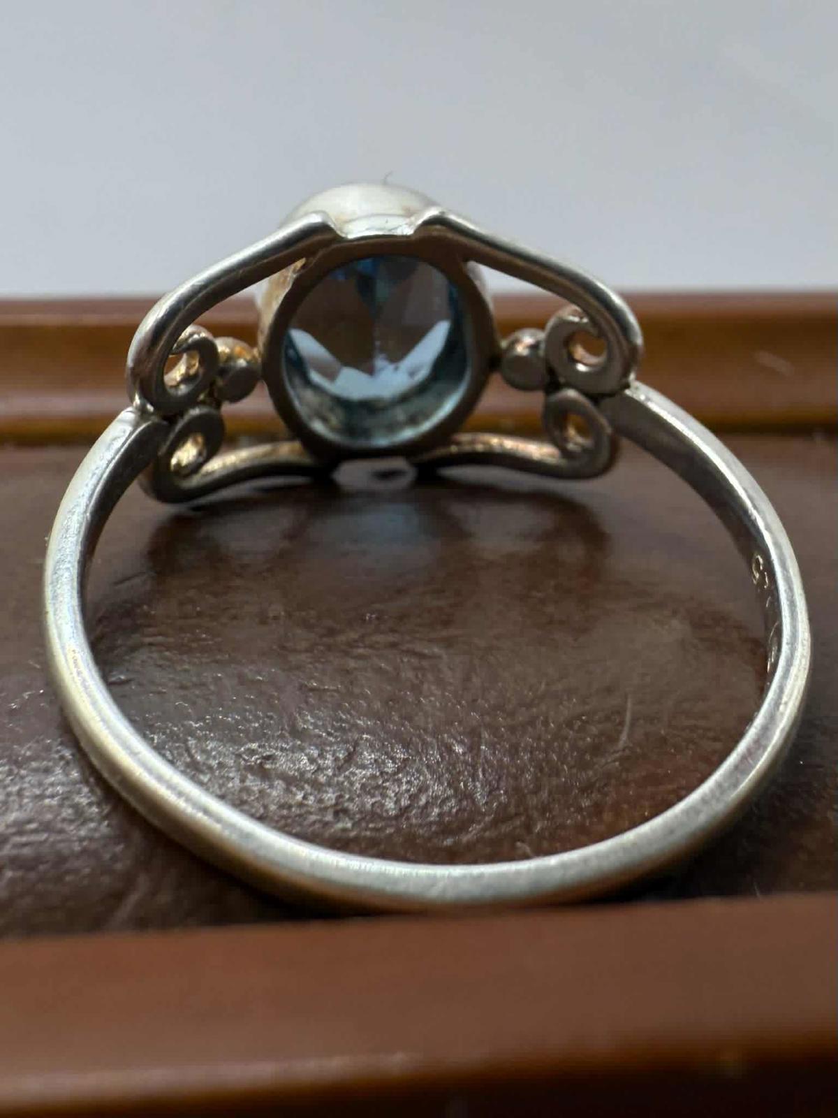 Quality 925 Sterling Silver Blue Topaz Set Ring • Size - S • 2.71 Grams