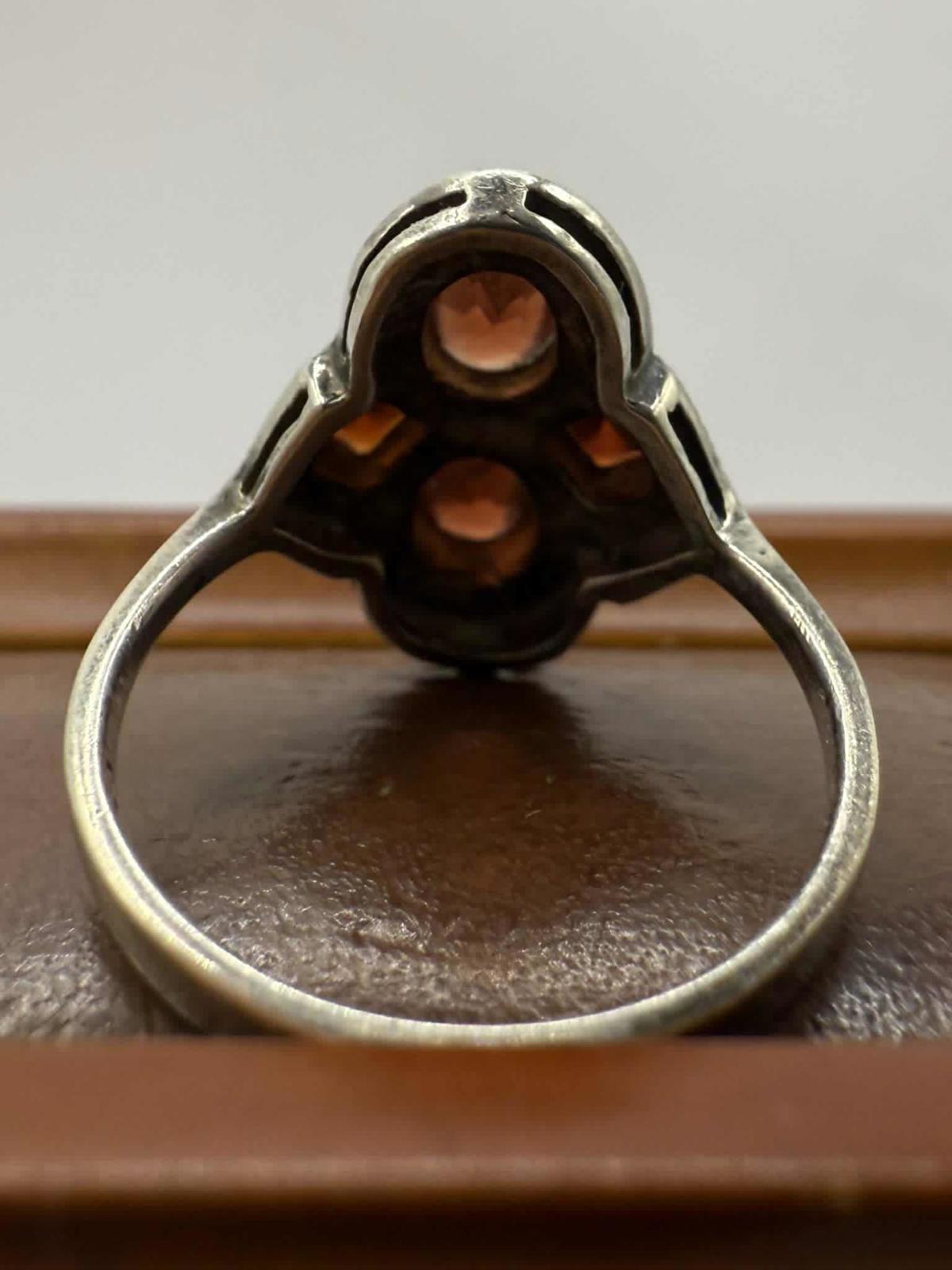 Quality 925 Sterling Silver Garnet Set Cluster Ring • Size - N • 3.78 Grams