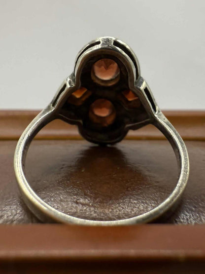 Quality 925 Sterling Silver Garnet Set Cluster Ring • Size - N • 3.78 Grams