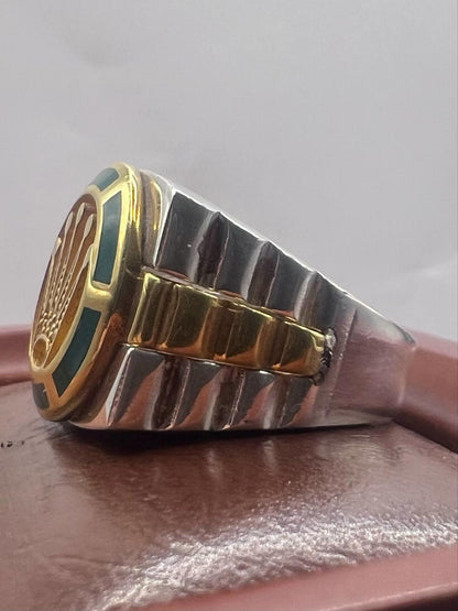 Quality 925 Sterling Silver R*lex Style Ring • Size - V • 12.07 Grams