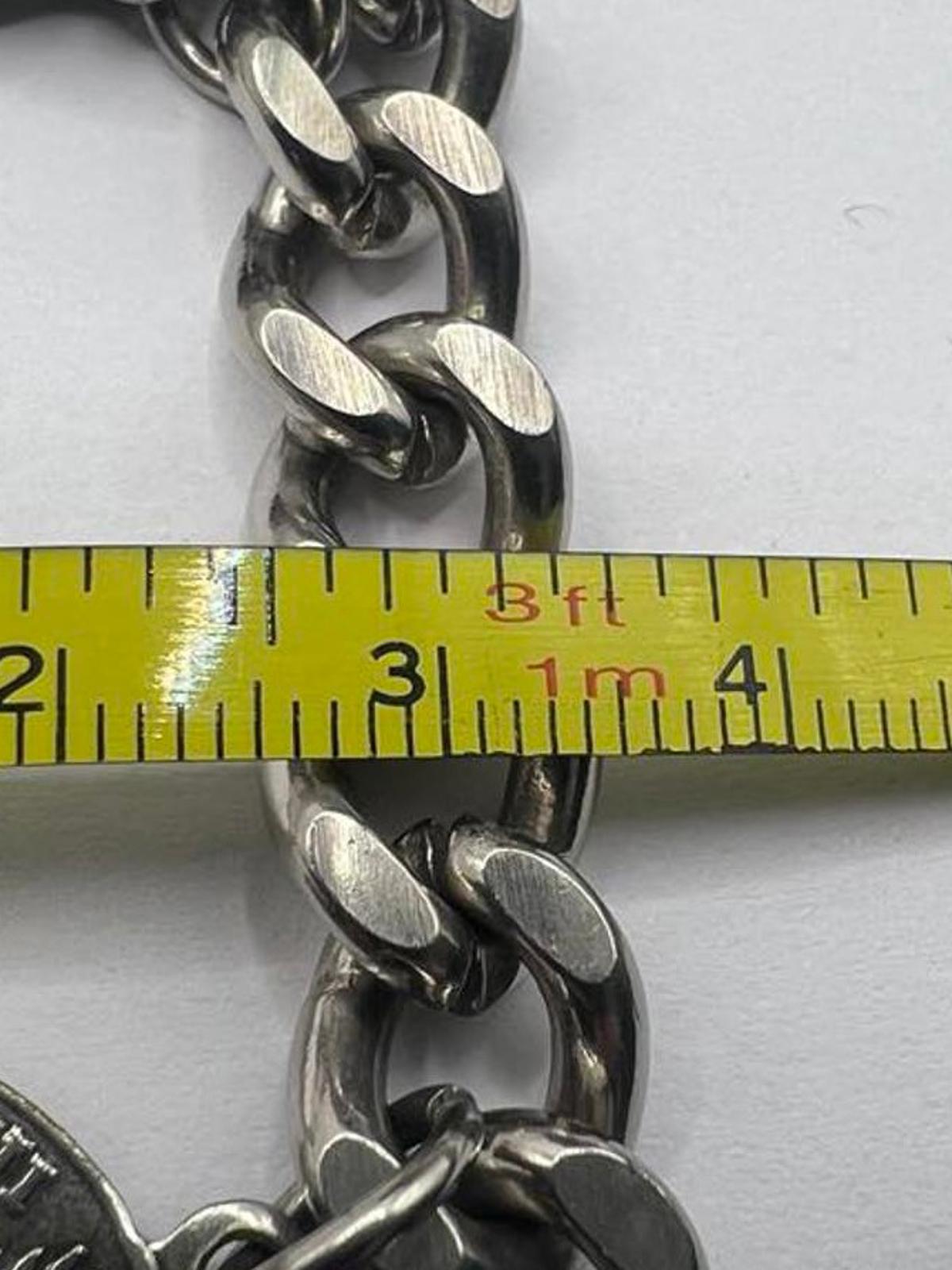 Quality 925 Sterling Silver Coin Curb Bracelet - 43.80 Grams