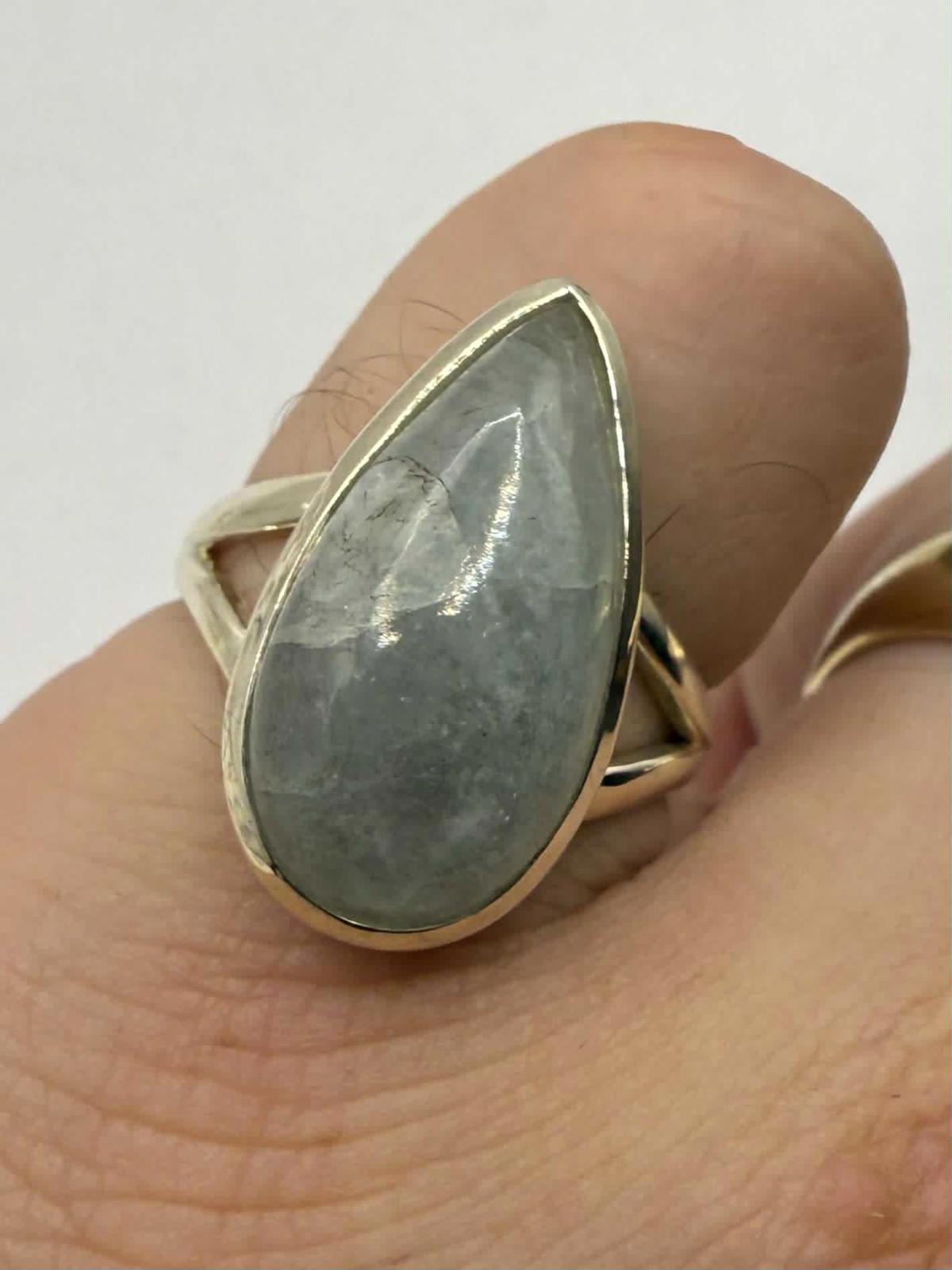 Quality 925 Sterling Aquamarine Crystal Set Ring • Size - P • 5.81 Grams