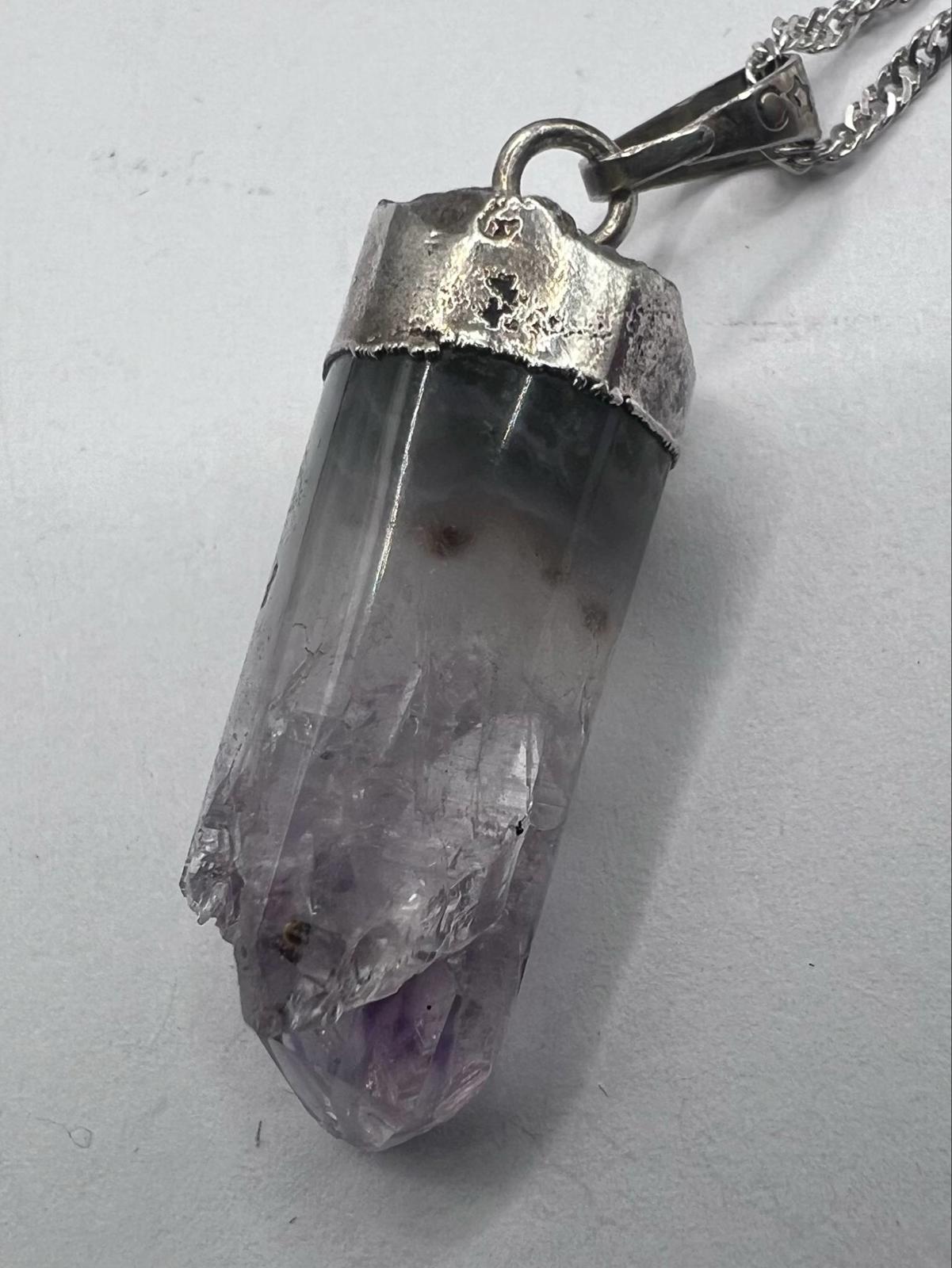 Quality 925 Sterling Silver Amethyst Pendant & Chain Set - 9.24 Grams