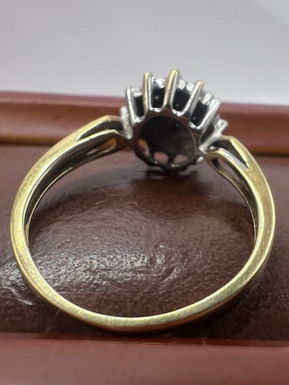 Vintage 9ct Yellow Gold Diamond Cluster Ring - Q