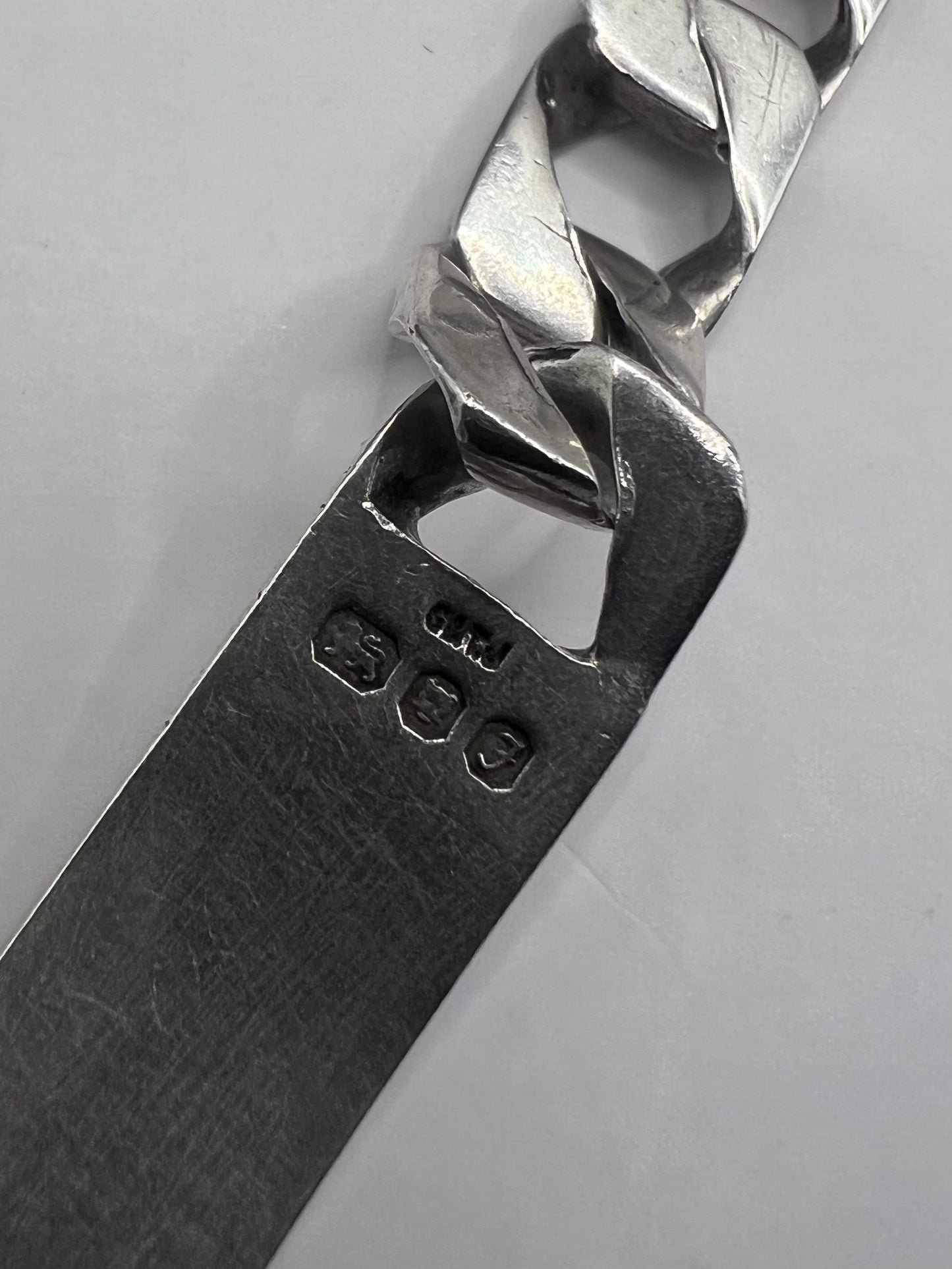 Vintage 925 Sterling Silver Curb Identity Bracelet - 34.79 Grams