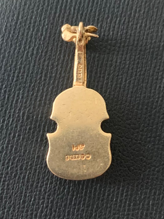 Detailed Vintage 9ct Yellow Gold Violin Charm - 2.01 Grams