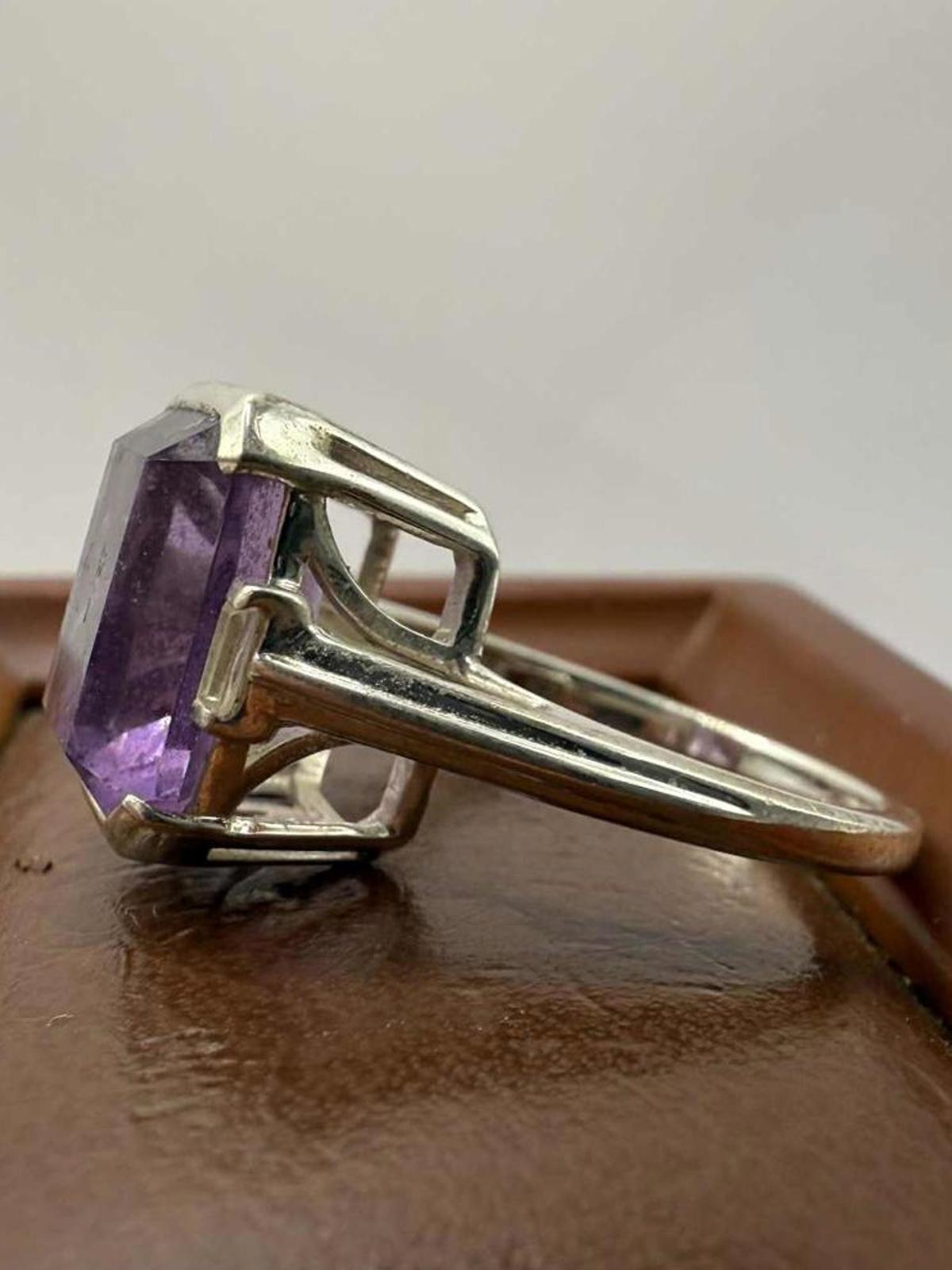Quality 925 Sterling Silver Purple & White Stone Ring • Size - O • 4.51 Grams