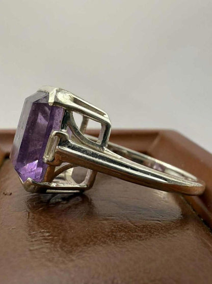 Quality 925 Sterling Silver Purple & White Stone Ring • Size - O • 4.51 Grams