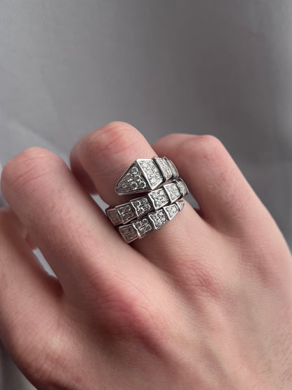 BVLGARI Serpenti Diamond Ring in 18K White Gold - R / US 8