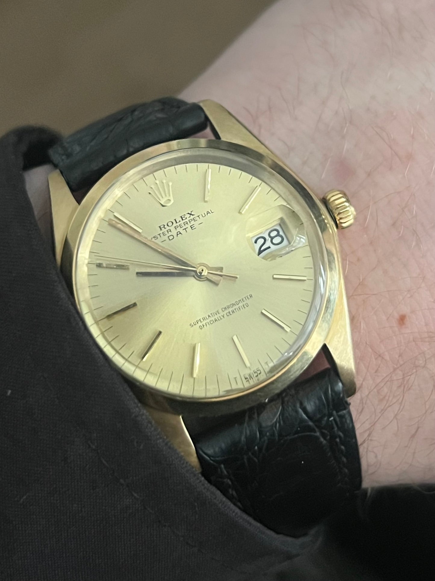 Rolex 60’s Date - Solid Gold - Champagne Double Signed Dial - 34mm