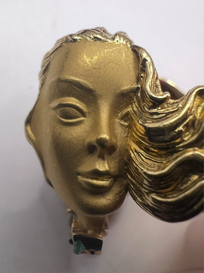 Rare Carrera Y Carrera 18ct Yellow Gold Baroque Pearl Lady’s Head Ring