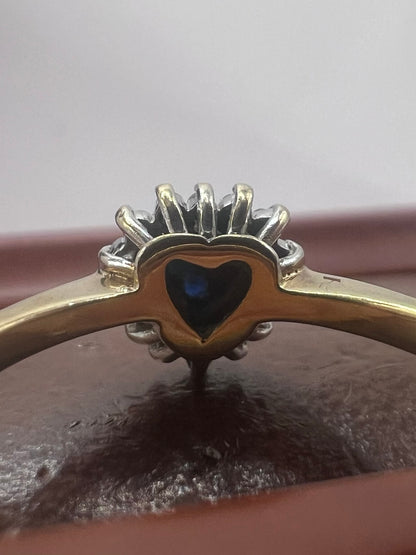 Quality 9ct Yellow Gold Sapphire & Diamond Ring & Earrings Set - L