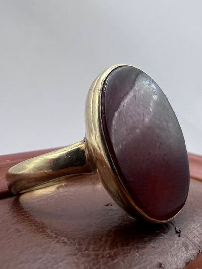 Vintage 9ct Yellow Gold Carnelian Ring - V