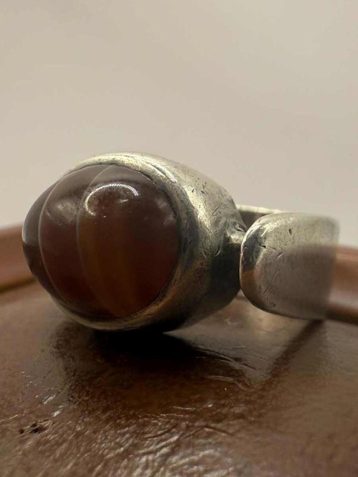 Quality 925 Sterling Silver Carnelian Set Ring • 7.75 Grams • Size - J