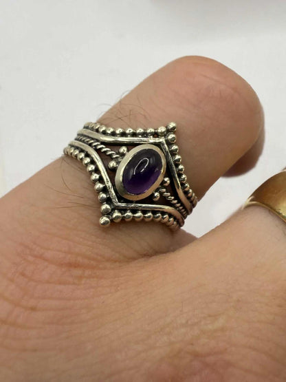 Quality 925 Sterling Silver Amethyst Set Ring • Size - N • 2.81 Grams