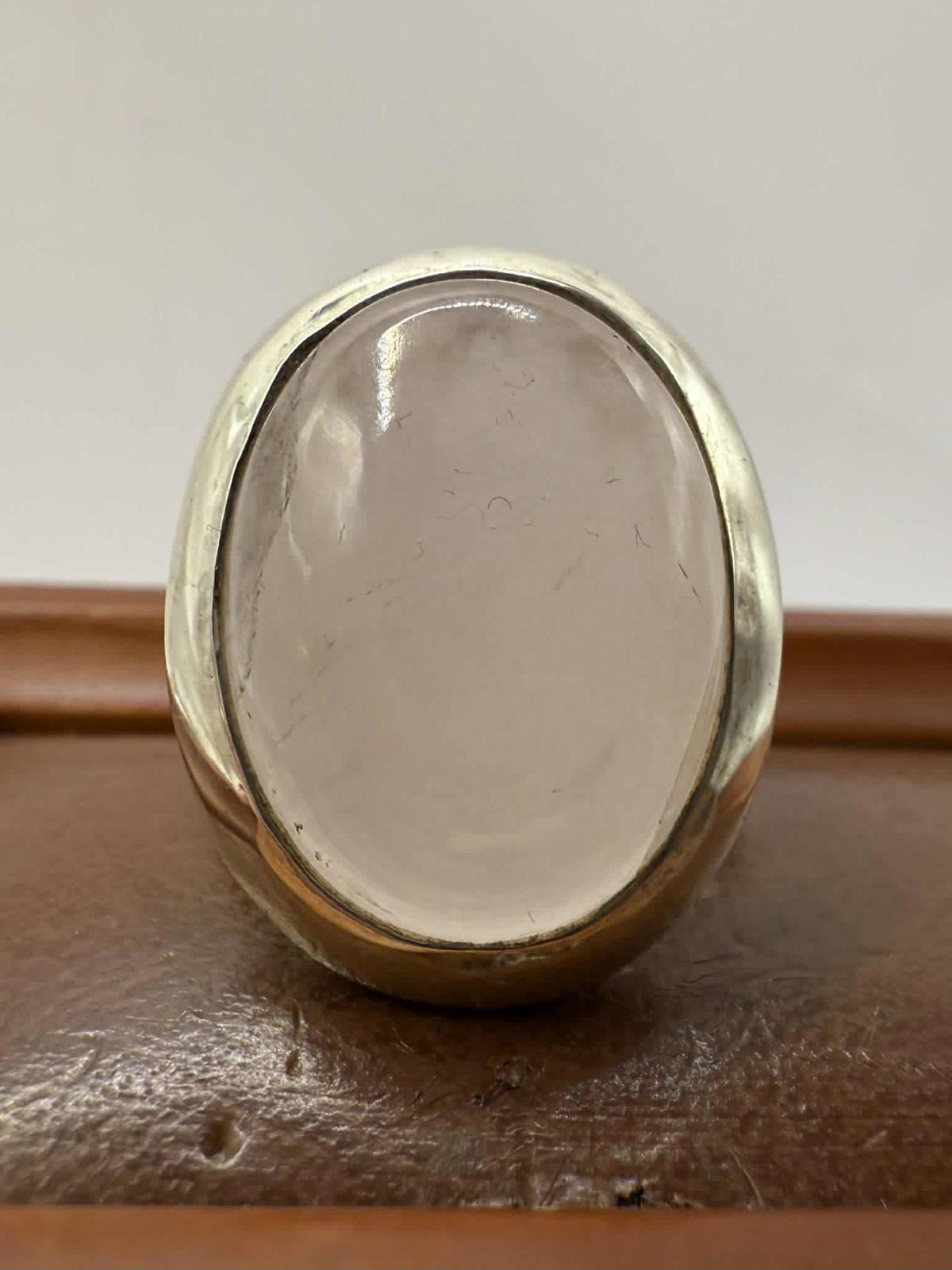 Quality 925 Sterling Silver Rose Quartz Set Ring • Size -S • 8.94 Grams