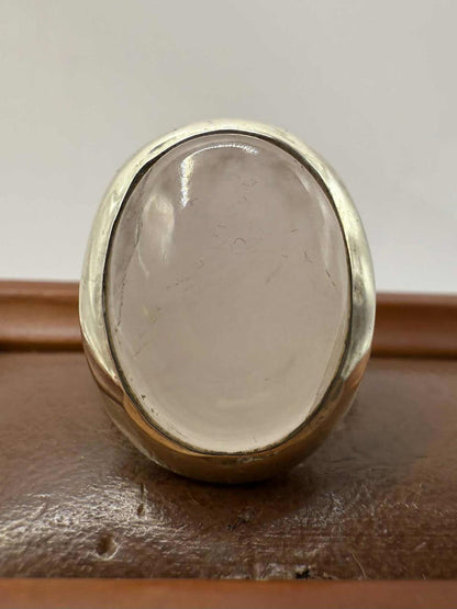 Quality 925 Sterling Silver Rose Quartz Set Ring • Size -S • 8.94 Grams