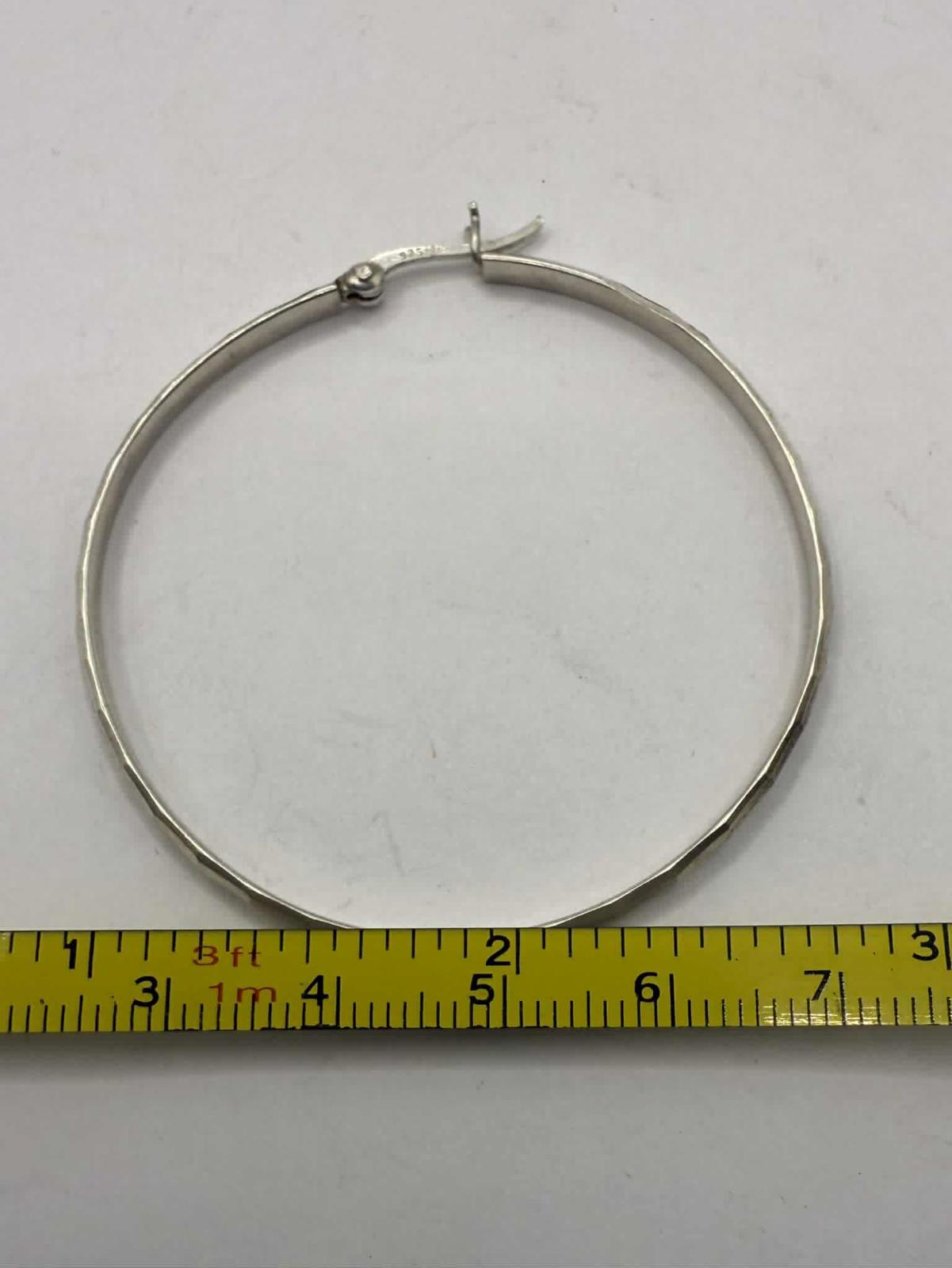 Quality 925 Sterling Silver Patterned Hoop Earrings • 5.17 Grams