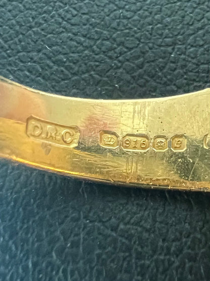 Vintage 22ct Engraved Rose In Hand 1976 Signet Ring - S
