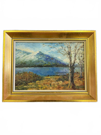 Charming Oil Painting Of Scottish Loch In Gold Frame - 1942 - Signed