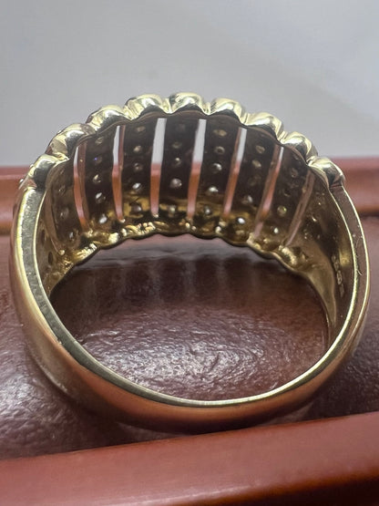 Quality 9ct Yellow Gold Diamond Set Cluster Ring - Q