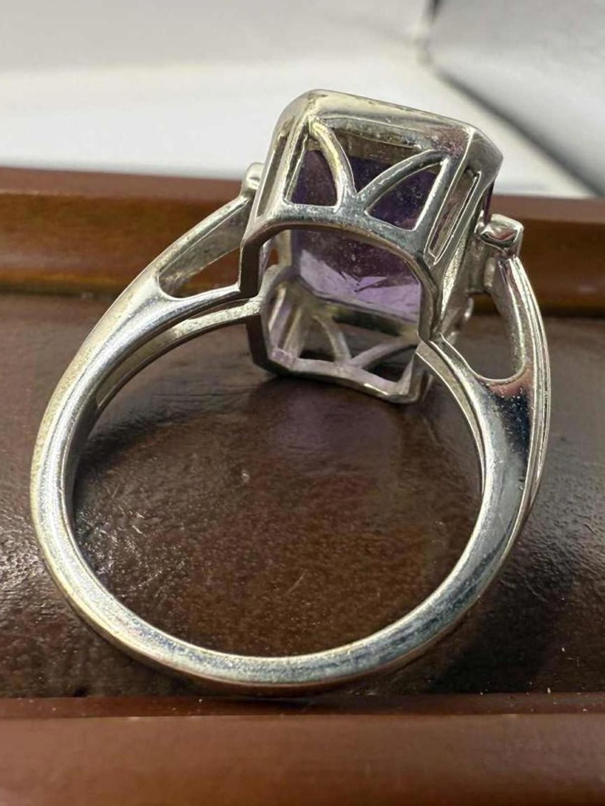 Quality 925 Sterling Silver Purple & White Stone Ring • Size - O • 4.51 Grams