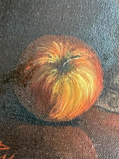 Vintage Still Life Oil Painting Of A Candle in Wooden Frame - Singed "PW"