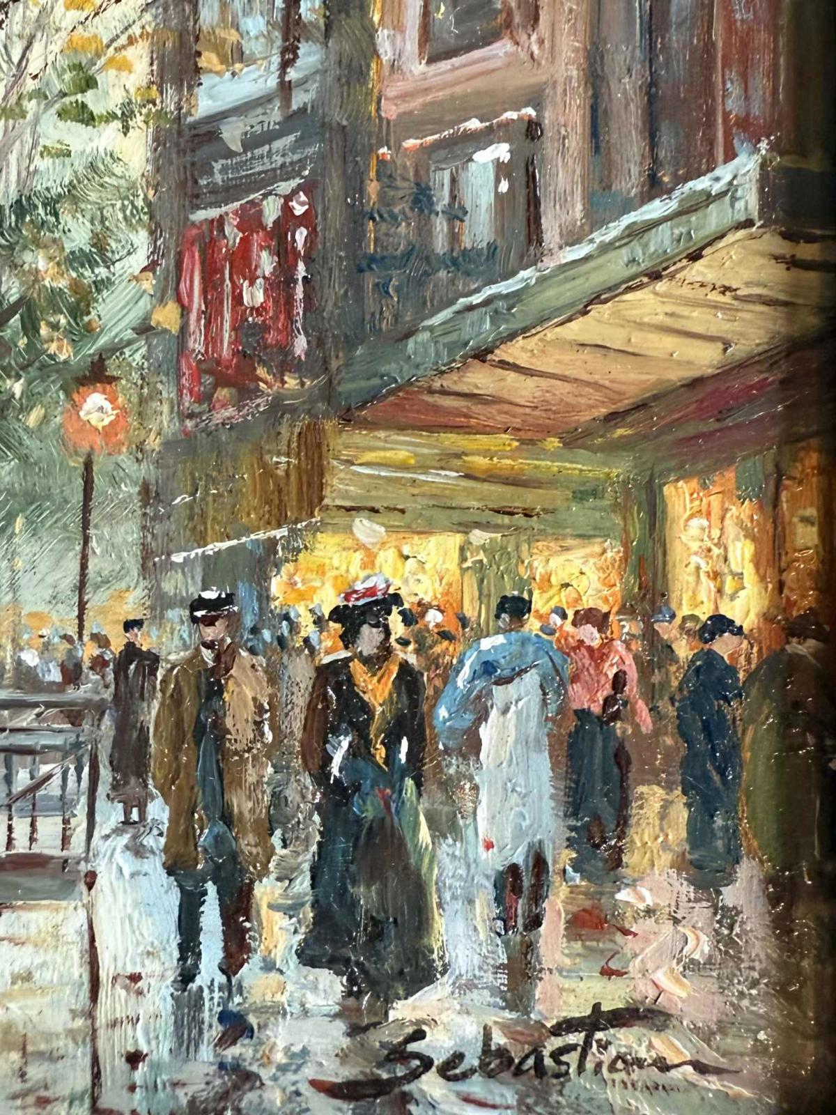 Vintage French Street Scene Oil Painting - Singed - "Sebastion"