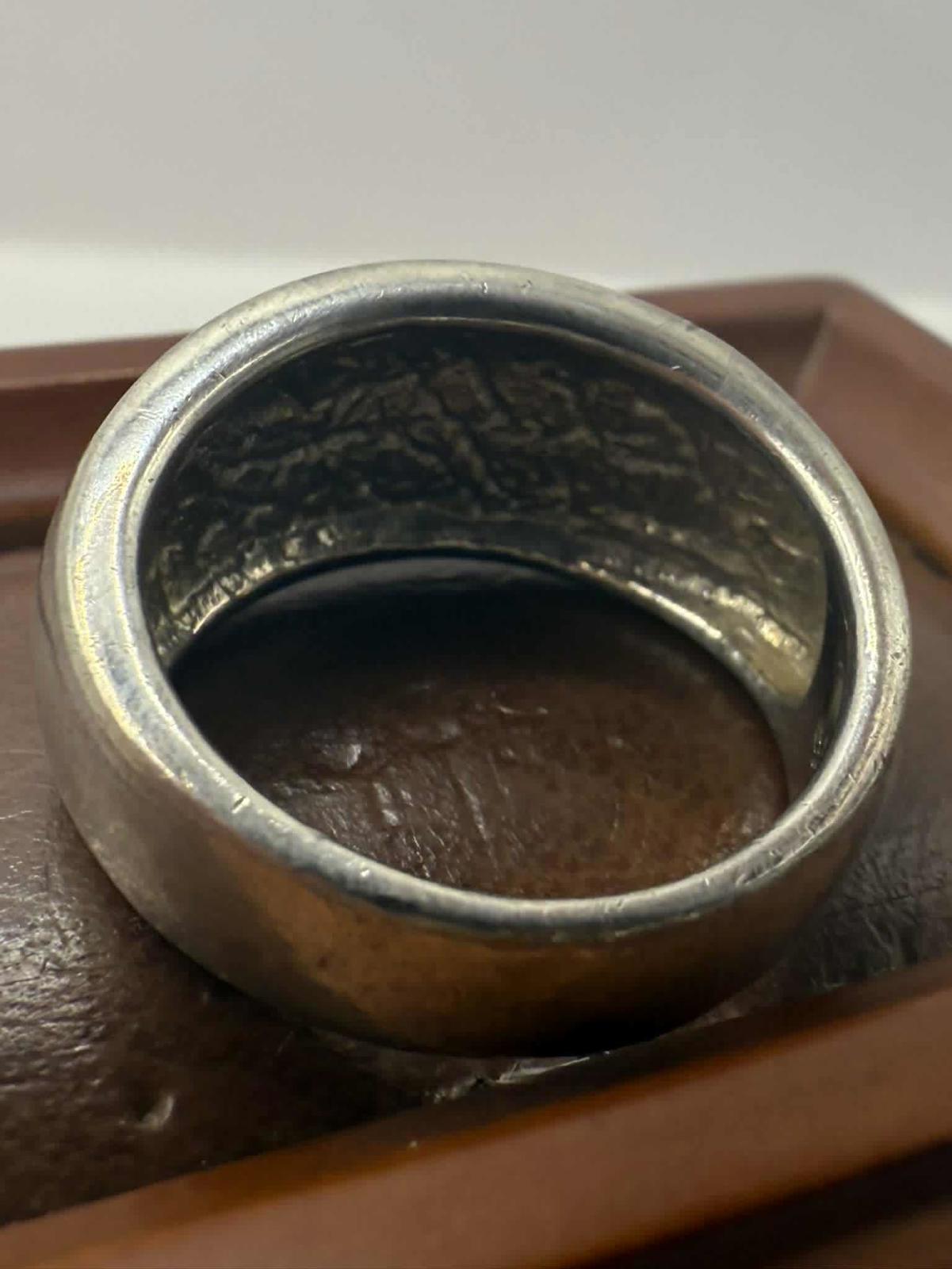 Quality 925 Sterling Silver Mother Of Pearl Inlay Ring • Size - P½ • 9.51 Grams