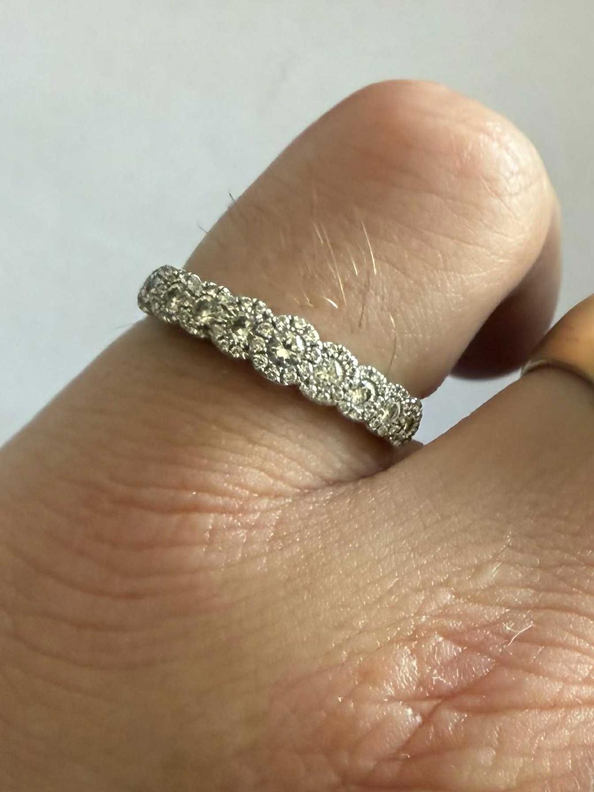 Quality 14ct White Gold Diamond Set Cluster Ring • Size - N½ • 2.49 Grams
