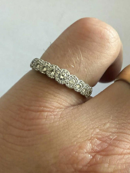 Quality 14ct White Gold Diamond Set Cluster Ring • Size - N½ • 2.49 Grams